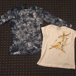 zara bird shirt and tye dye shirt